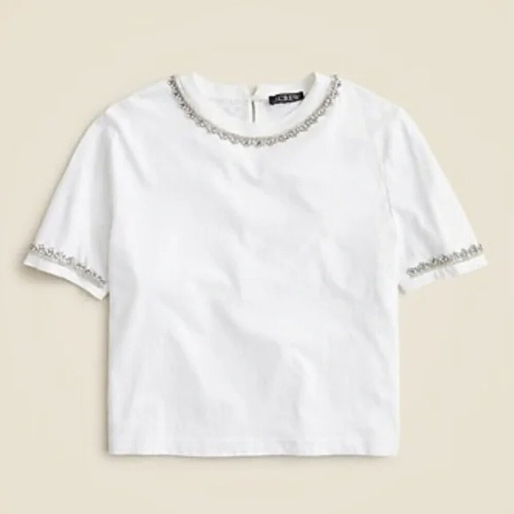 J.CREW Heavy Jersey T-shirt with Rhinestone Embellishments *NWT*